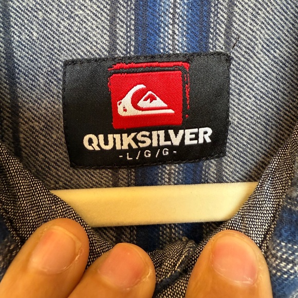 Quiksilver Navy and Charcoal Striped Long-Sleeve Shirt Size Large - Picture 3 of 6